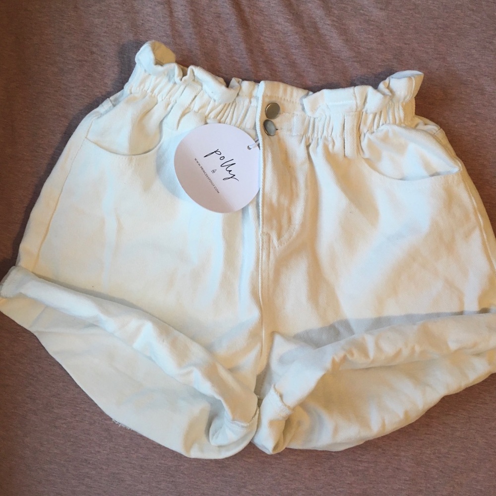 SHIPWRECK PAPER BAG DENIM SHORTS WHITE